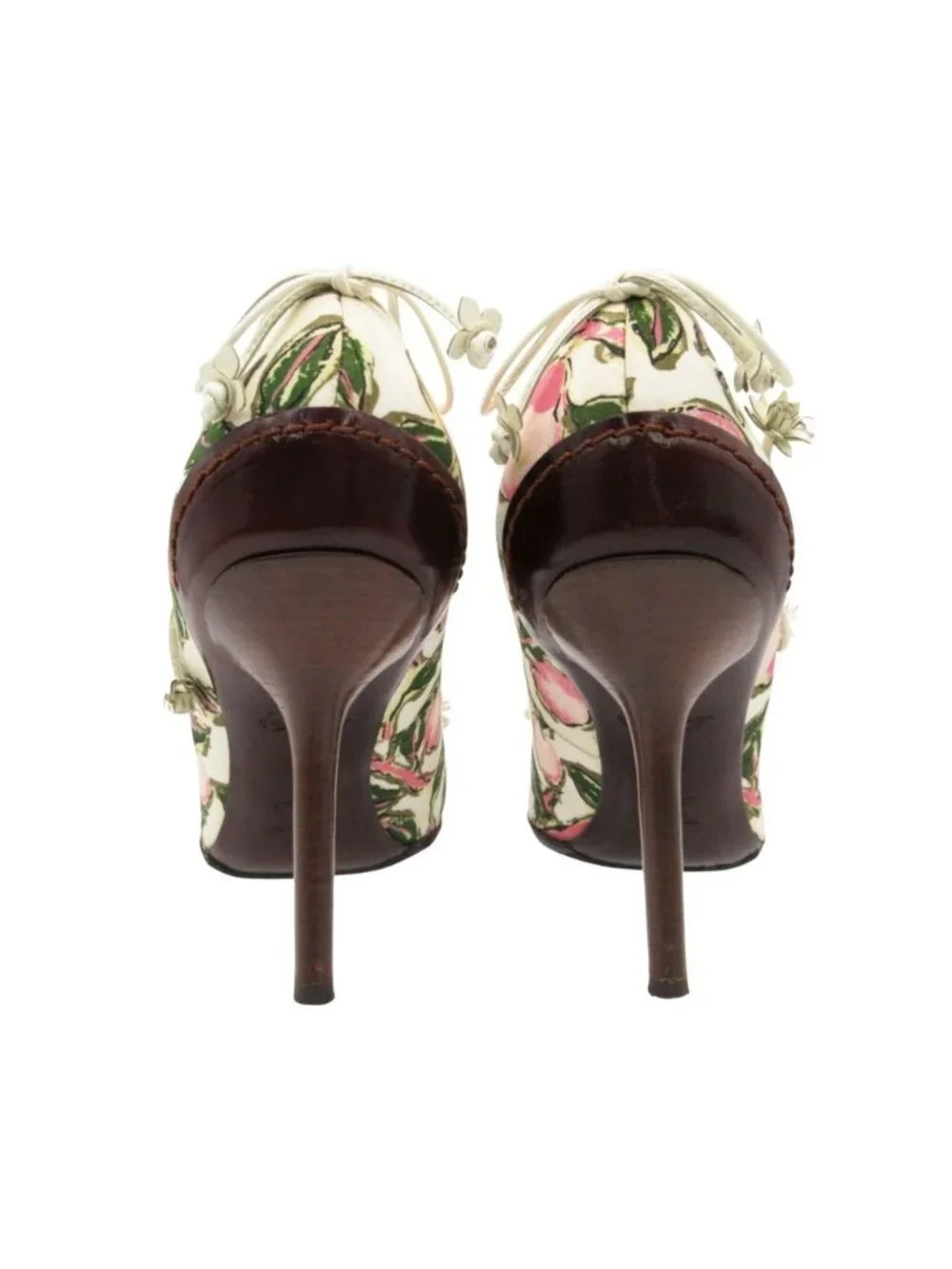 Louis Vuitton Pumps Multicolor Flower Print Almond Toe High Heels White